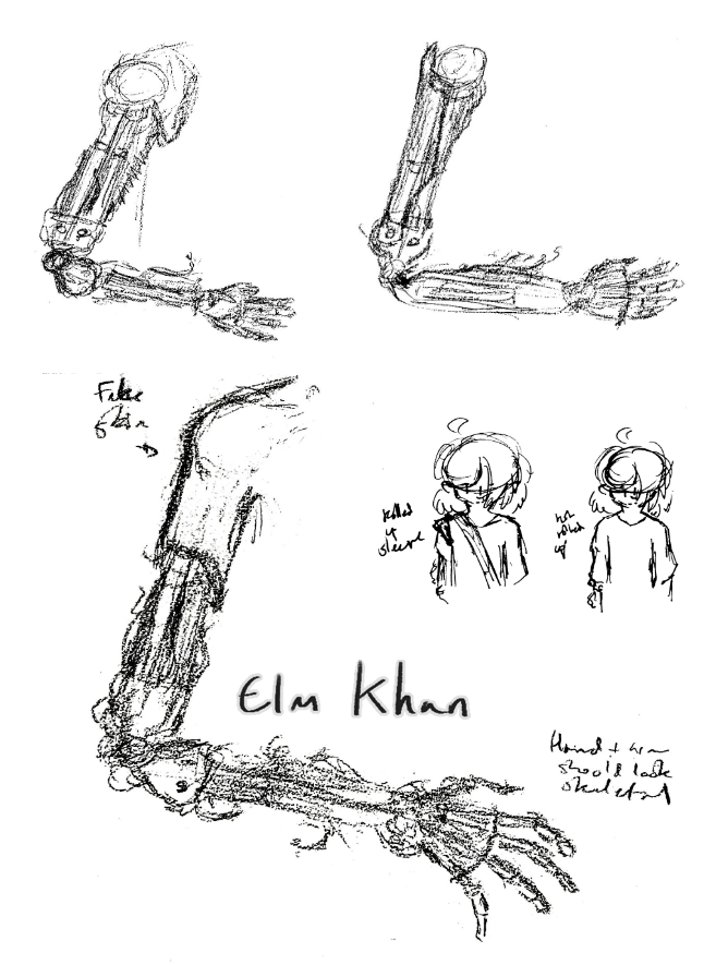 The sketches I did of the Robot's arm before making it in pixel art